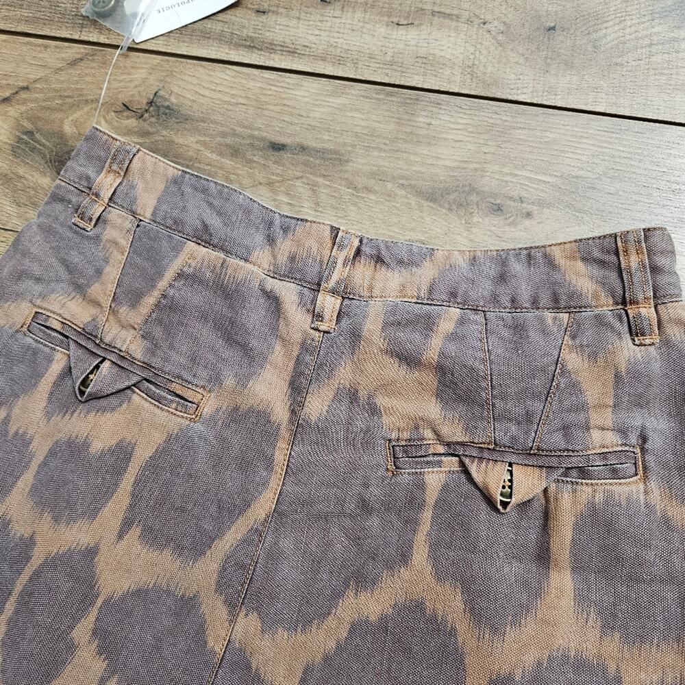 New By Anthropologie Leopard Print Jogger Pants Size 4 High Rise Zip Cuffs Baggy - Picture 11 of 14